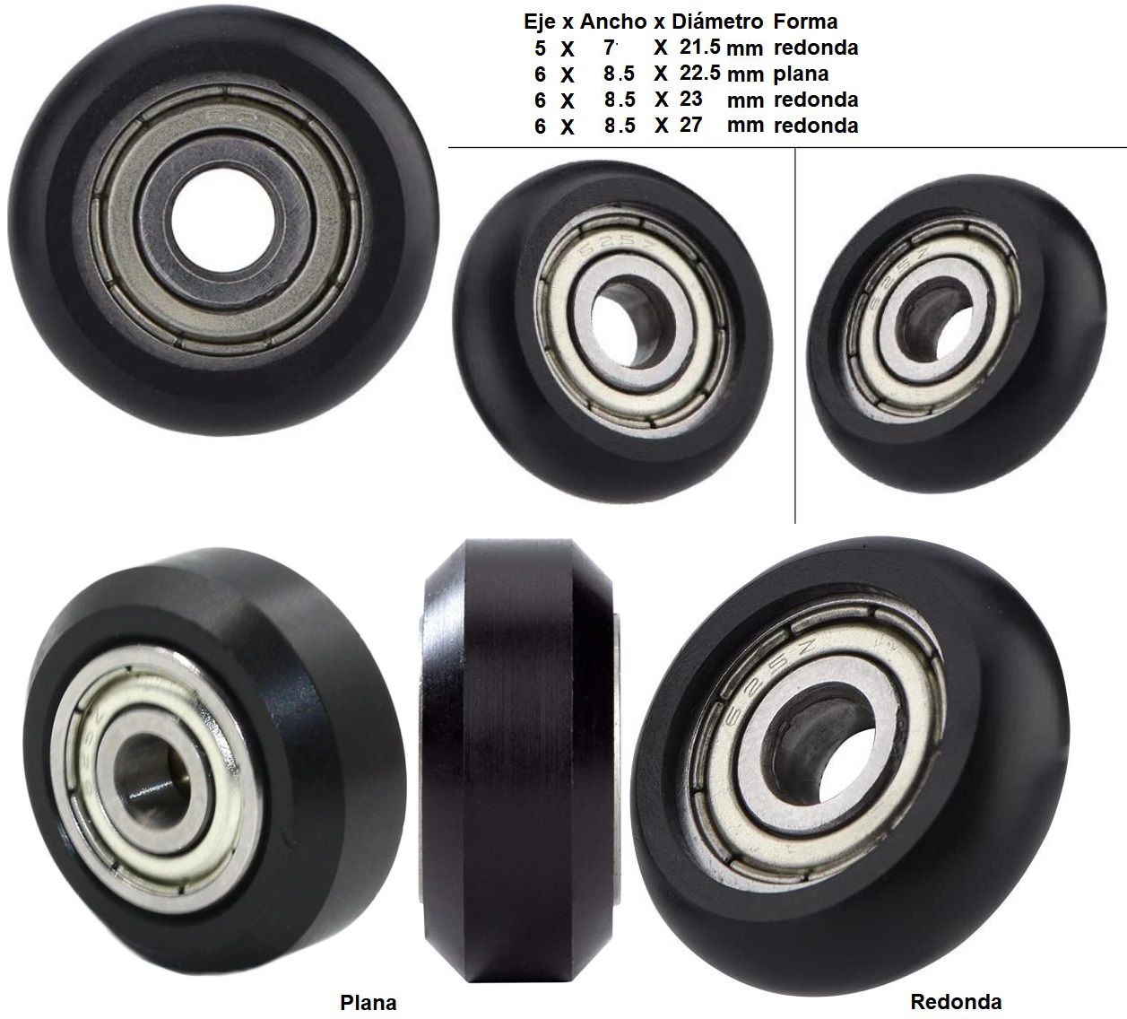 Polea Nylon con rodamiento